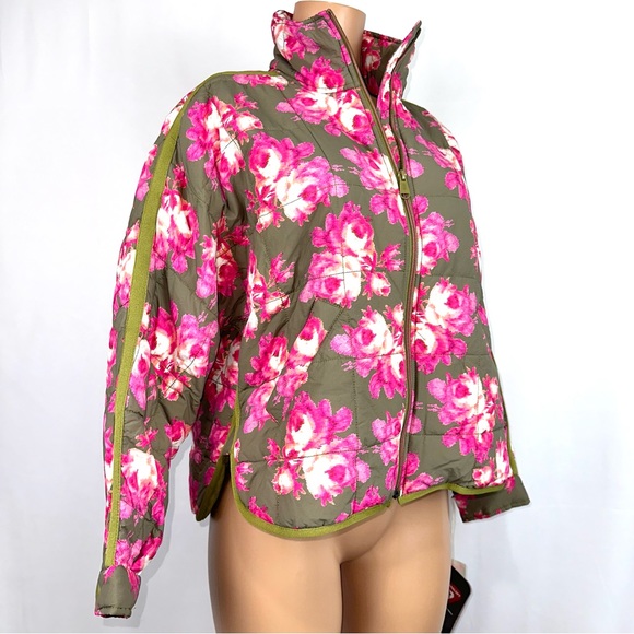 Free People FP Movement Printed Pippa Packable Puffer Jacket Sz S Pink Rose NWT - Picture 4 of 16